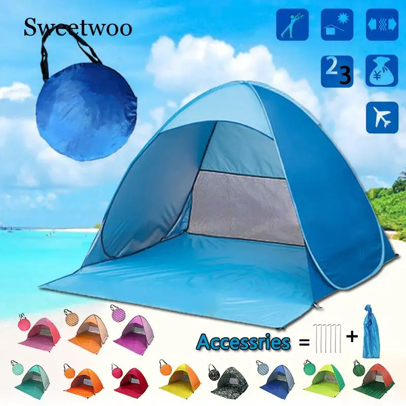 

Outdoor Beach Tent Ultralight Folding Tent Pop Up Automatic Open Tent Family Tourist Fish Camping Anti-UV Fully Sun Shade