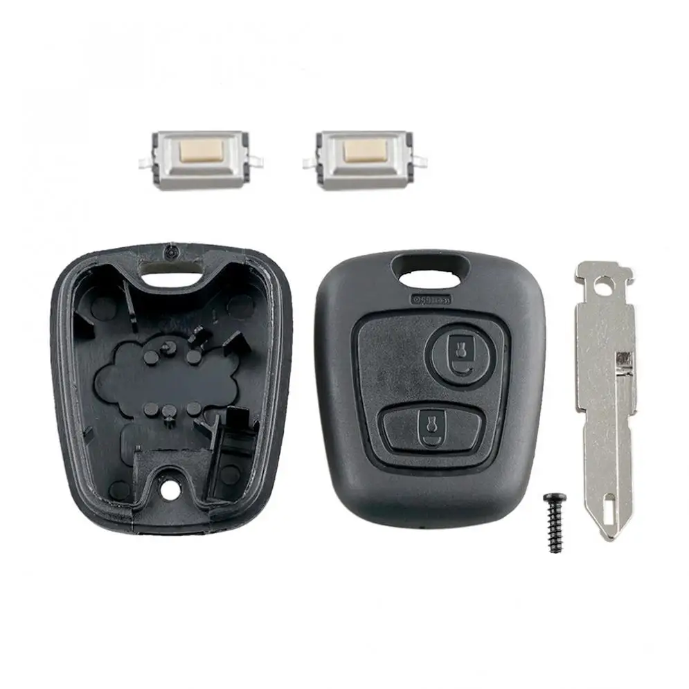 Capa para chave remota de carro com 2 botões, substituição de chave com lâmina 206 e 2 micro interruptores adequados para peugeot 106 206 306 406