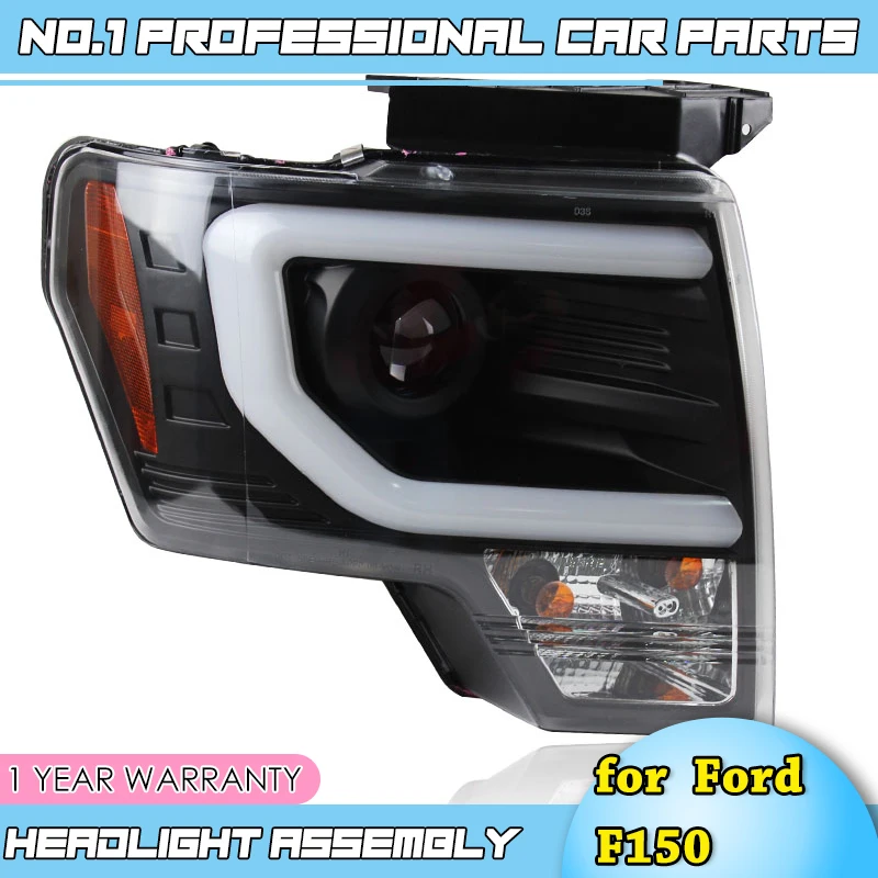 ملحقات السيارة ، المصباح الأمامي لـ Ford F150 2008-2015 Raptor F150 LED DRL ، عدسة شعاع مزدوج H7 HID Xenon bi xenon