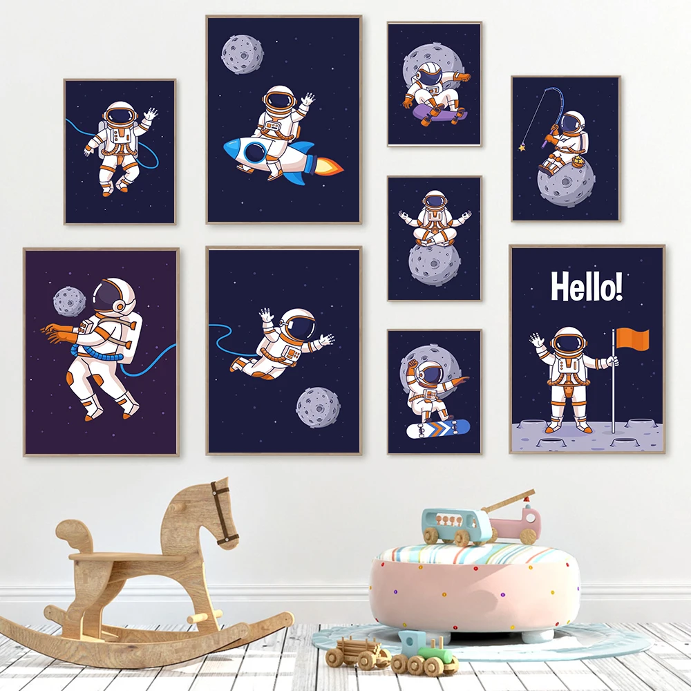 

Space Planet Rocket Astronaut Star Nursery Wall Art Canvas Painting Nordic Poster And Prints Wall Pictures Baby Kids Room Decor