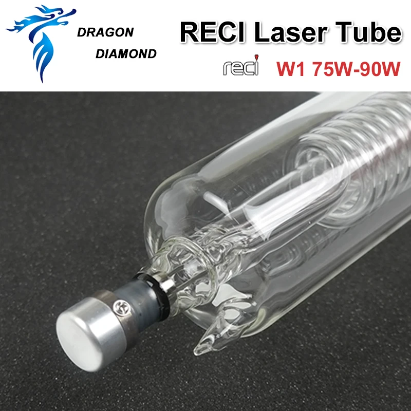 Reci-Tube Laser CO2 Original W1 75-90W, Diamètre 80mm, Longueur 1100mm, Boîte en Bois Emballage pour Graveur Laser CO2, Machine de Découpe