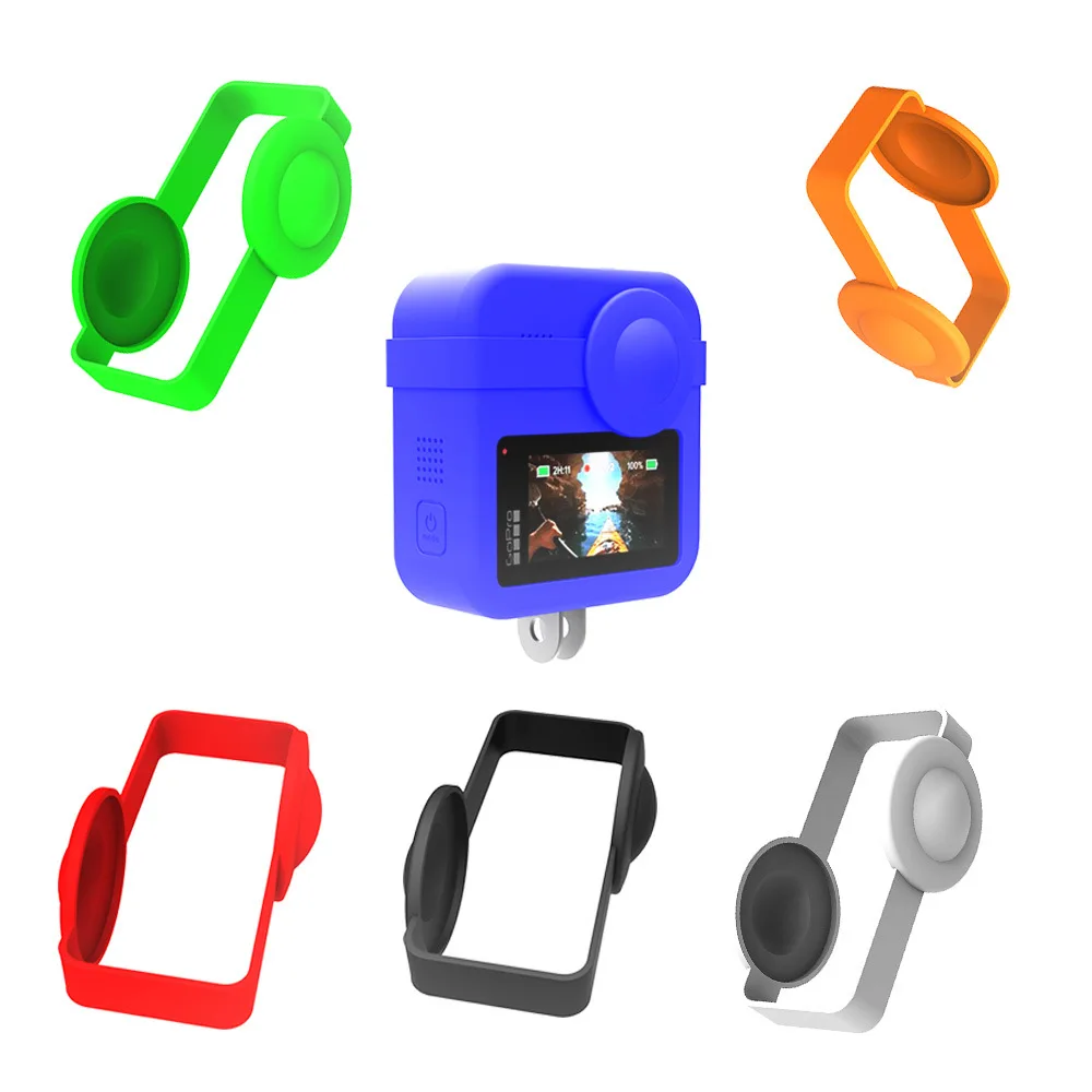 For Gopro Max Accessories Protective Case Soft Rubber Silicone silica gel + Lens Cap Protector Housing For Go Pro 360 Camera