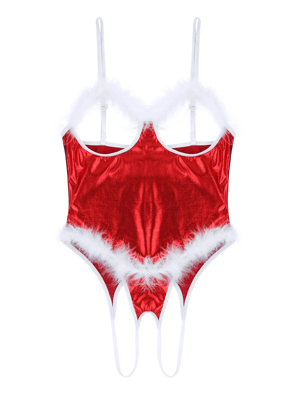 Frauen glänzende metallische Weihnachts kostüm Dessous offene Tasse Schritt ohne Teddy Bodysuit Weihnachten sexy Nachtwäsche Urlaub Party Unterwäsche