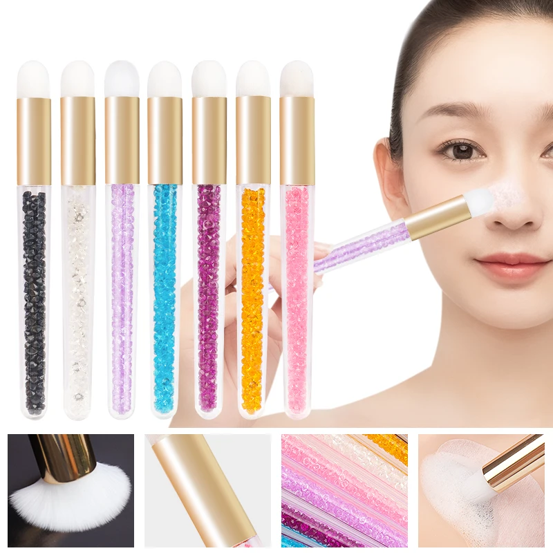 3pcs Eyelash Clean Brush Skin Care Acne Pore BlackHead Deep Remove Applicator Rhinestone Crystal Handle Nose Face Cleaning Brush