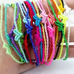 46 Candy Colors Heart Shaped Love Lucky Simple Macrame Handmade Rope Bangle Braided Charm Bracelet Women Men Couple Sister Gift