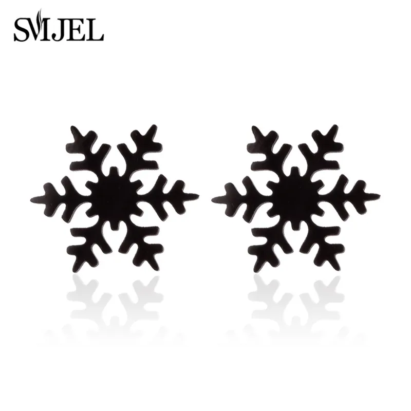 SMJEL dessin animé Animal cerf boucles d'oreilles petit flocon de neige boucle d'oreille pour les filles en acier inoxydable bijoux de noël femmes pendientes