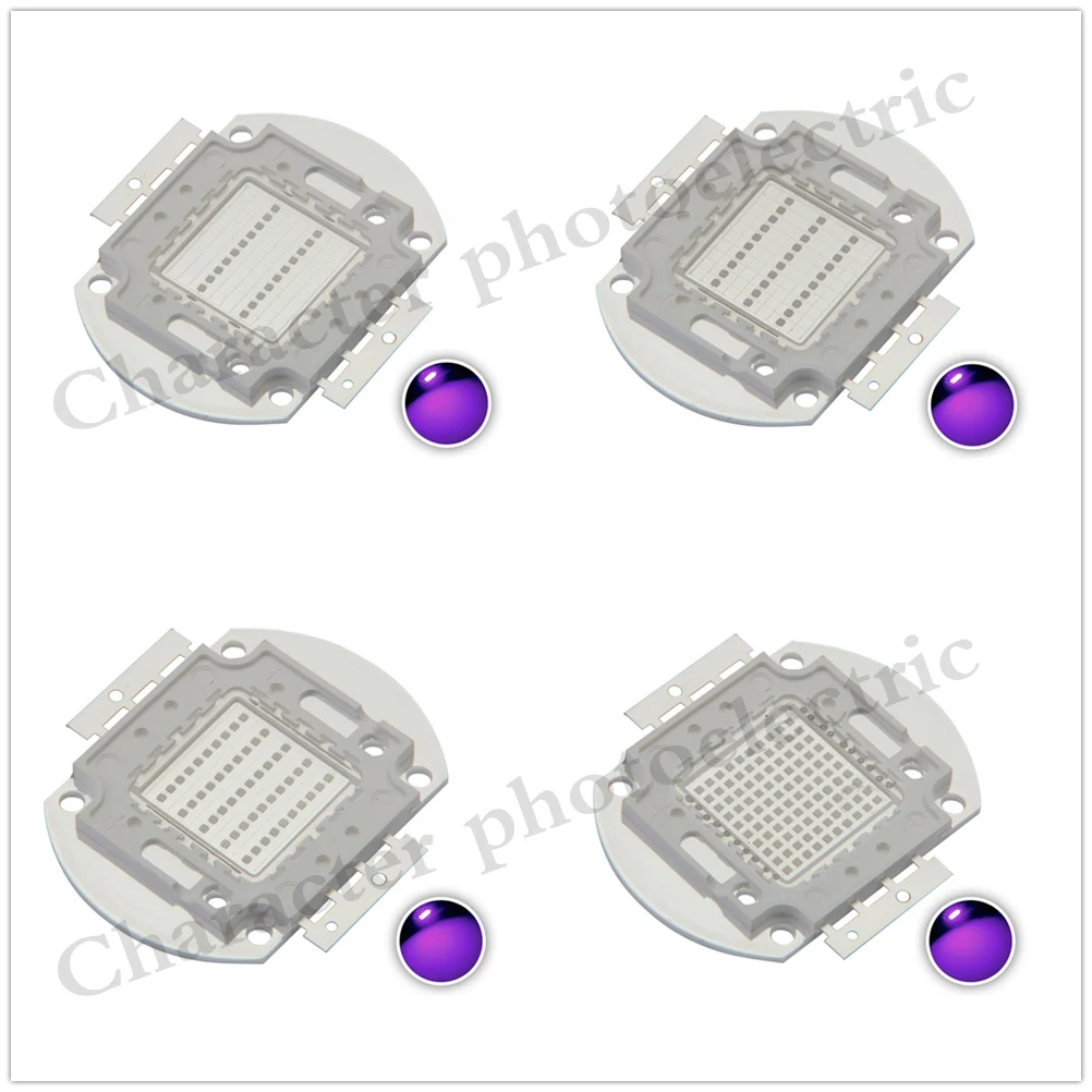 3W 5W 10W 20W 30W 50W 100W High Power Light UV Purple LED 365nm 375nm 380nm 385nm 395nm 400nm 405nm Ultraviolet Bulbs Lamp Chips