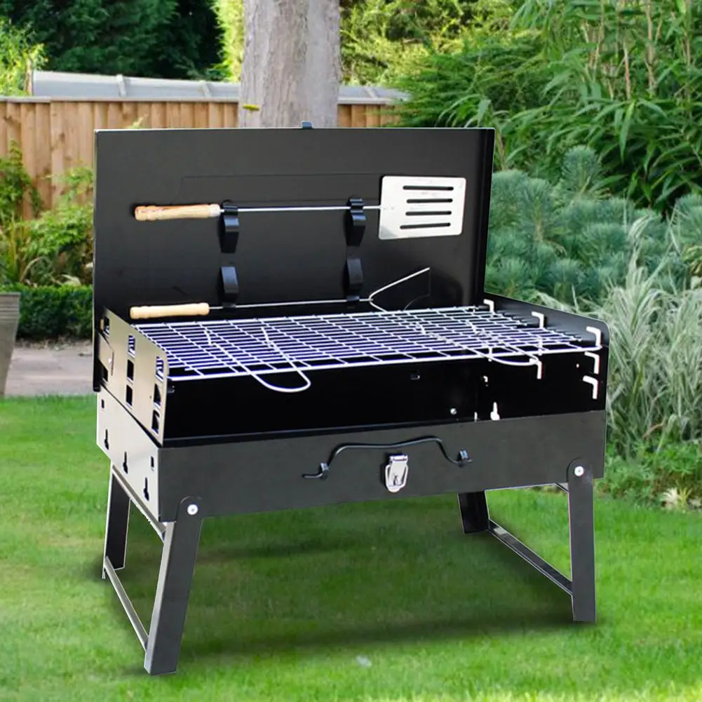 Outdoor Portable Charcoal Grill Folding Box Type Barbecue Stove Household Garden Patio Picnic BBQ Grill Factory Direct Sales