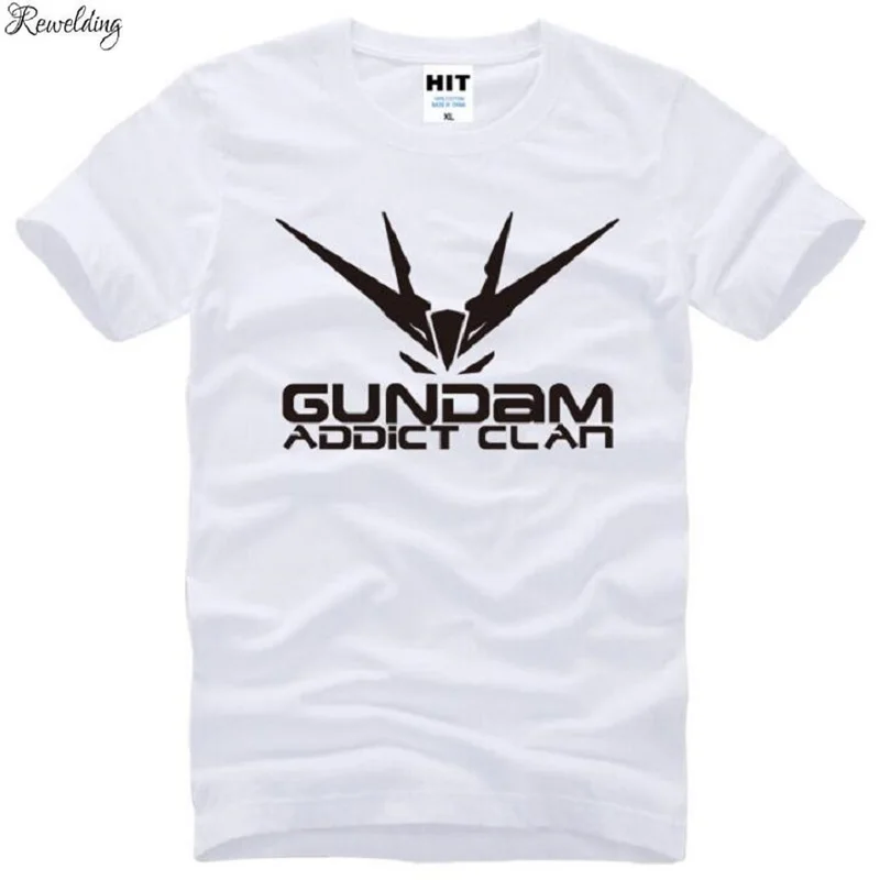 New Summer Style Gundam Addict Clan Printed T Shirts Men Short Sleeve Cotton O-Neck Anime Gundam Men\'s T-shirt Cartoon Tee Shirt