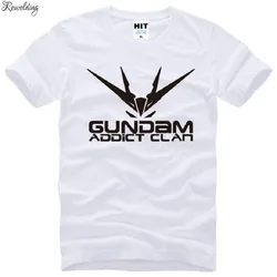 New Summer Style Gundam Addict Clan Printed T Shirts Men Short Sleeve Cotton O-Neck Anime Gundam Men's T-shirt Cartoon Tee Shirt