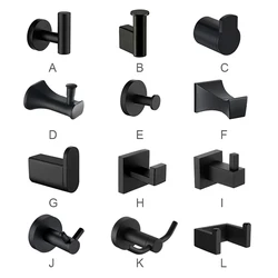 Black Stainless Steel Wall Mount Hooks for Bathroom Kitchen Coat Hook Towel Hook for Shower SUS304 Cloth Hook Bathroom Hanger