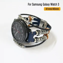 Correa de cuero PU de alta calidad para Samsung Galaxy Watch 3, banda de 41mm, 45mm, 46mm, 42mm, pulsera activa 2 1, 22mm, 20mm