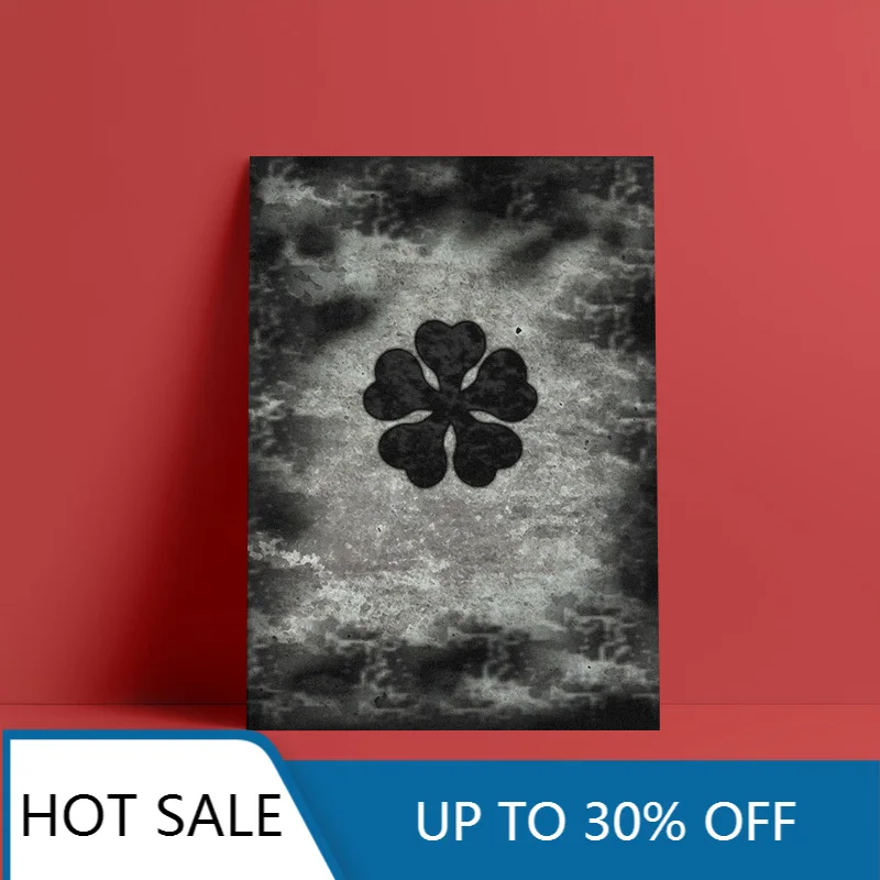 Seni Dinding Kanvas Lukisan Poster Cetakan Dekorasi Dinding Gambar Tanaman Semanggi Hitam Lima Daun Modular Estetika Dekorasi Rumah