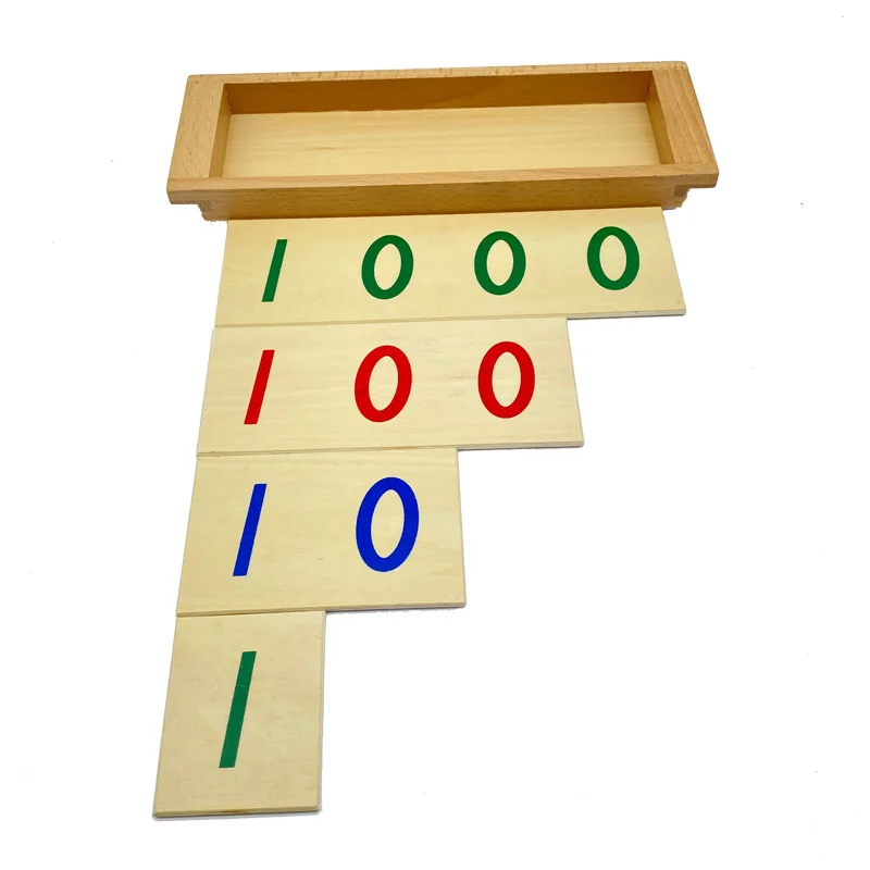 Treeyear Montessori Math Materiaal Houten Aantal Kaarten 1-1000 Met Doos Tellen Aantal Bank Game Kinderen Vroege Ontwikkeling Speelgoed