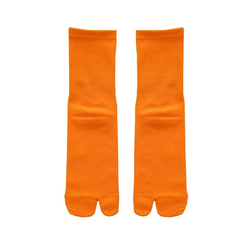 Solid Color Frill Tabi Socks Candy Color Cotton Middle Tube Socks Me Women Japanese Kimono Flip Flop Split Toe Socks Two-Toed