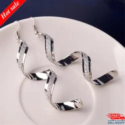 1Pc Women's Twist Spiral Dangle Charm Fall Earrings Jewelry Stainless Steel Long Peculiar Earrings 2024 Daily Trending Jewelry