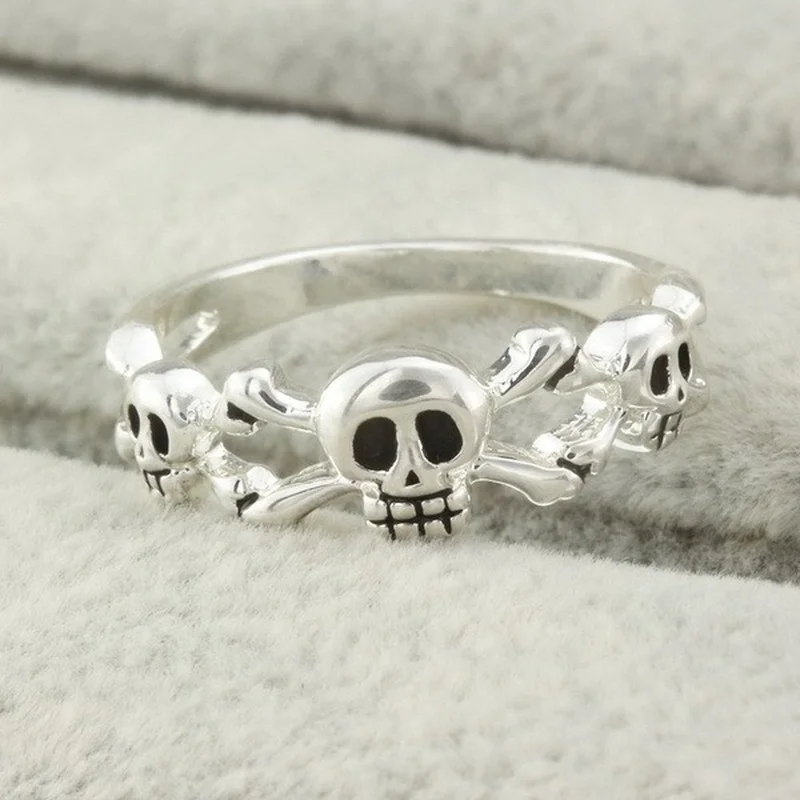 2024 Trend Vintage Distressed Narrow Skull Ring Women's Rings Bague Femme Women Jewelry Bijoux Bijouterie Female Cool Stuff