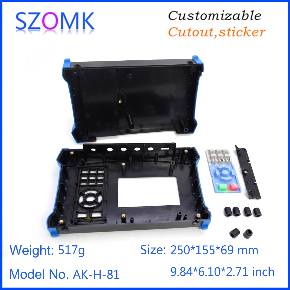 1Piece 250*155*69mm szomk handheld plastic instrument housing junction box with battery holder electronics device box