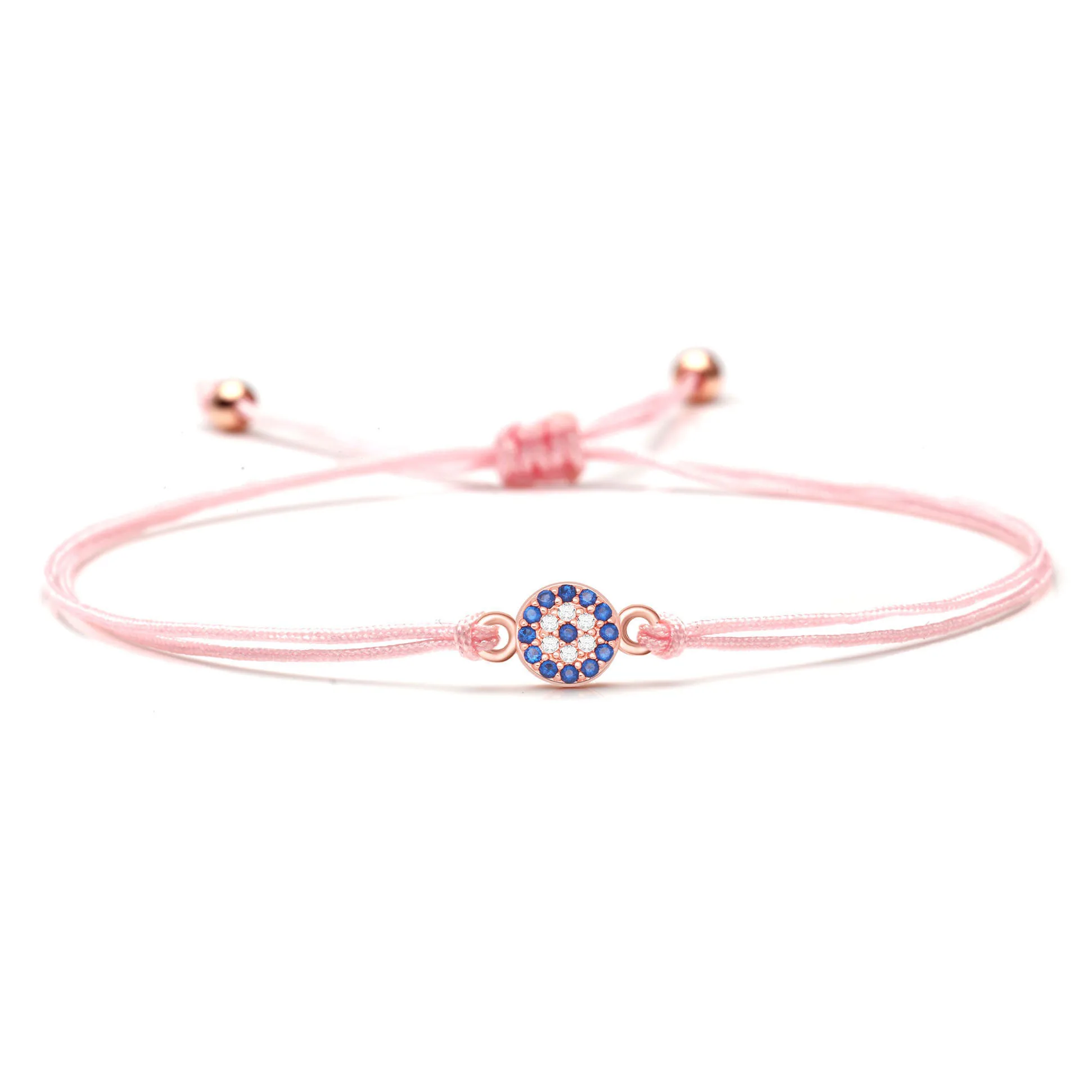 White Cubic Zirconia Crystal Blue Copper Evil Eye Charm Bracelet Women Girl CZ Turkish Eye CZ Red Pink Black String Jewelry Gift
