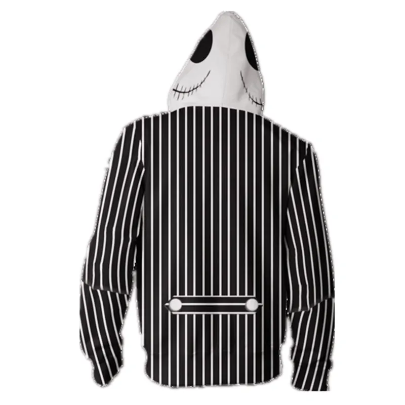 The Nightmare Before Christmas Jack Skellington Carnival Halloween Costume Fancy Black Stripe Town Pumpkin King Hoodie Jacket