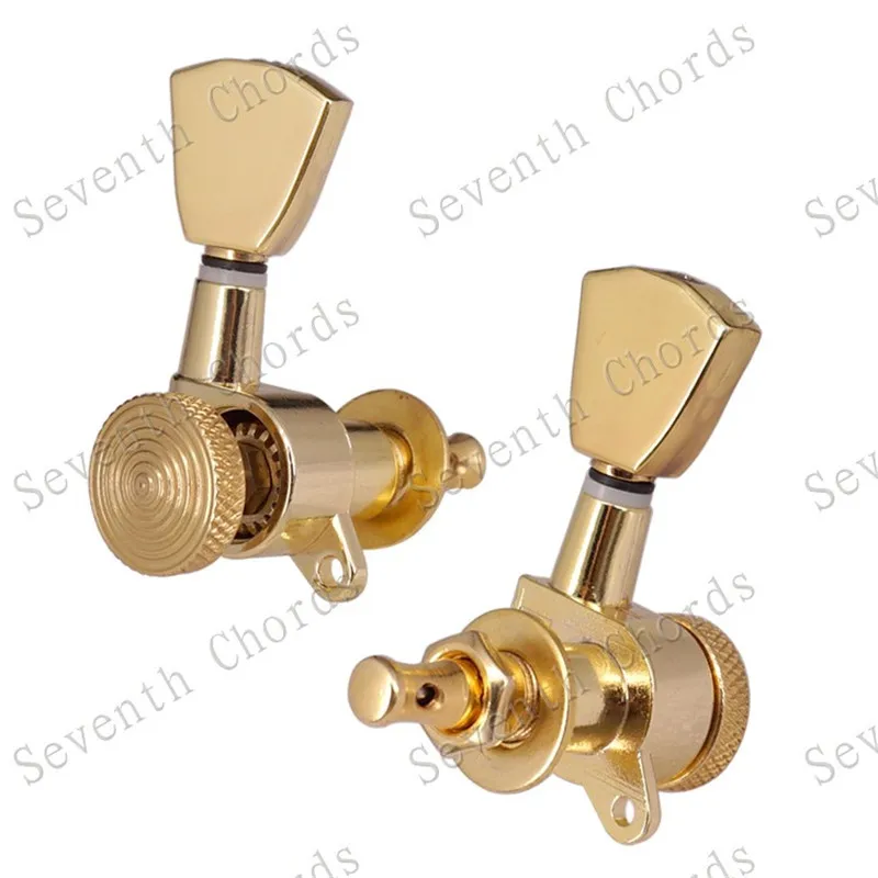 3R3L Goldene verriegelbare Gitarren-Stimmwirbel, Mechaniken für Akustik-, Elektro- und Folk-Gitarren, Zubehörteile – Detail 3