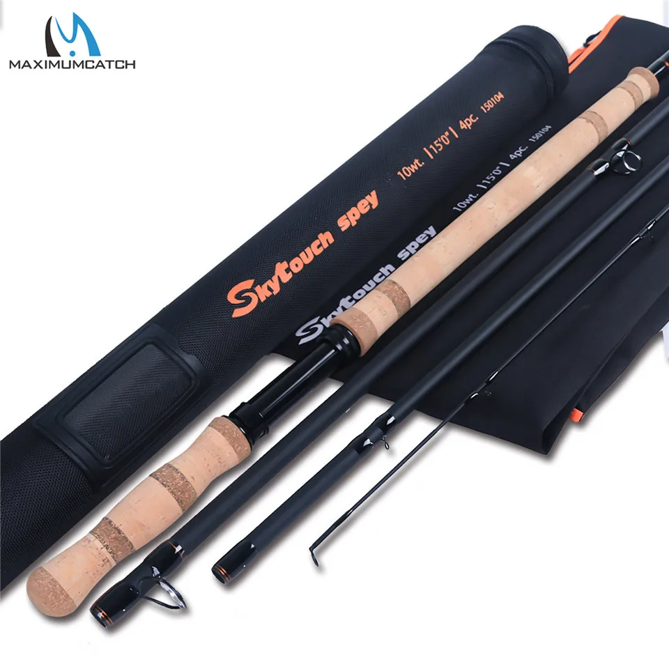 Wędka muchowa Maximumcatch SkyTouch Switch Spey 11/13/14ft 6-9wt, szybka akcja, włókno węglowe 30T+40T, z zapasowym koncówką.
