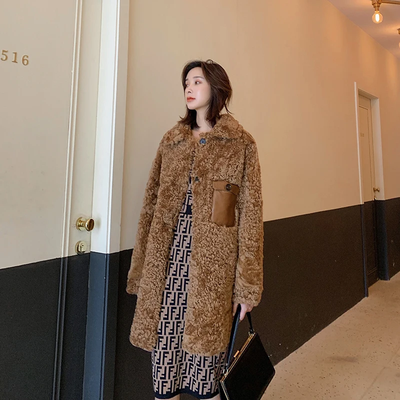 Sheep Boollili Natural Shearing Real Fur Coat Women Korean Wool Jacket Women Clothes 2023 Winter Coat Women Fur Tops