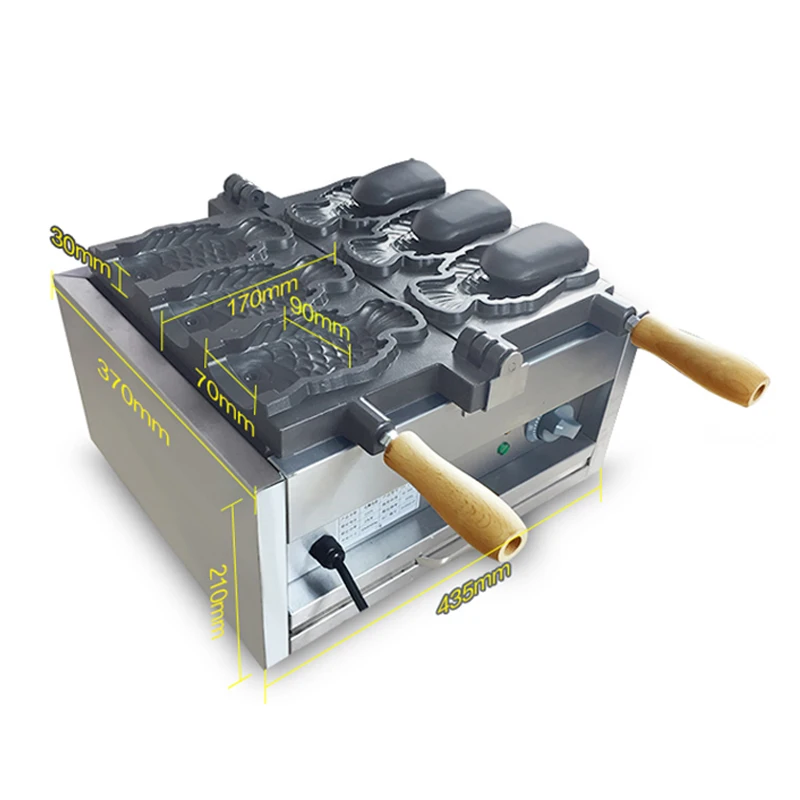 Kommerziellen taiyaki maschine 3-loch gas/elektrische Japanischen snacks und snacks maschine 2KW eis taiyaki 220V