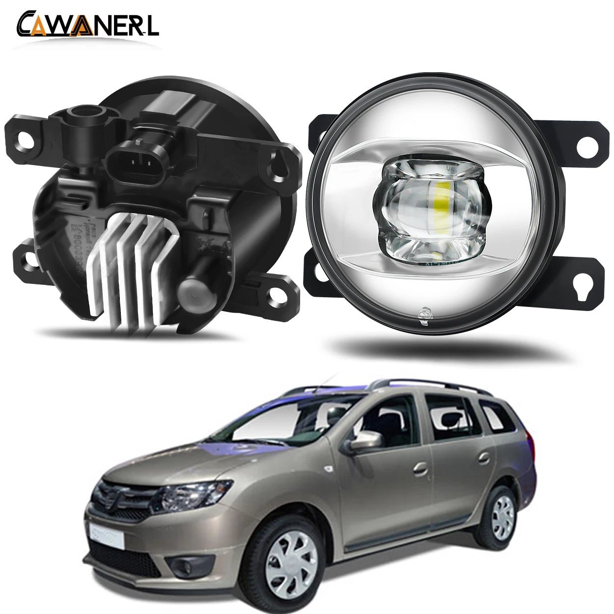 Fog Light Assembly H11 Car Right + Left Side LED Lens Fog Lamp Daytime Running Light 30W 8000LM 12V For Dacia Logan 2004-2015