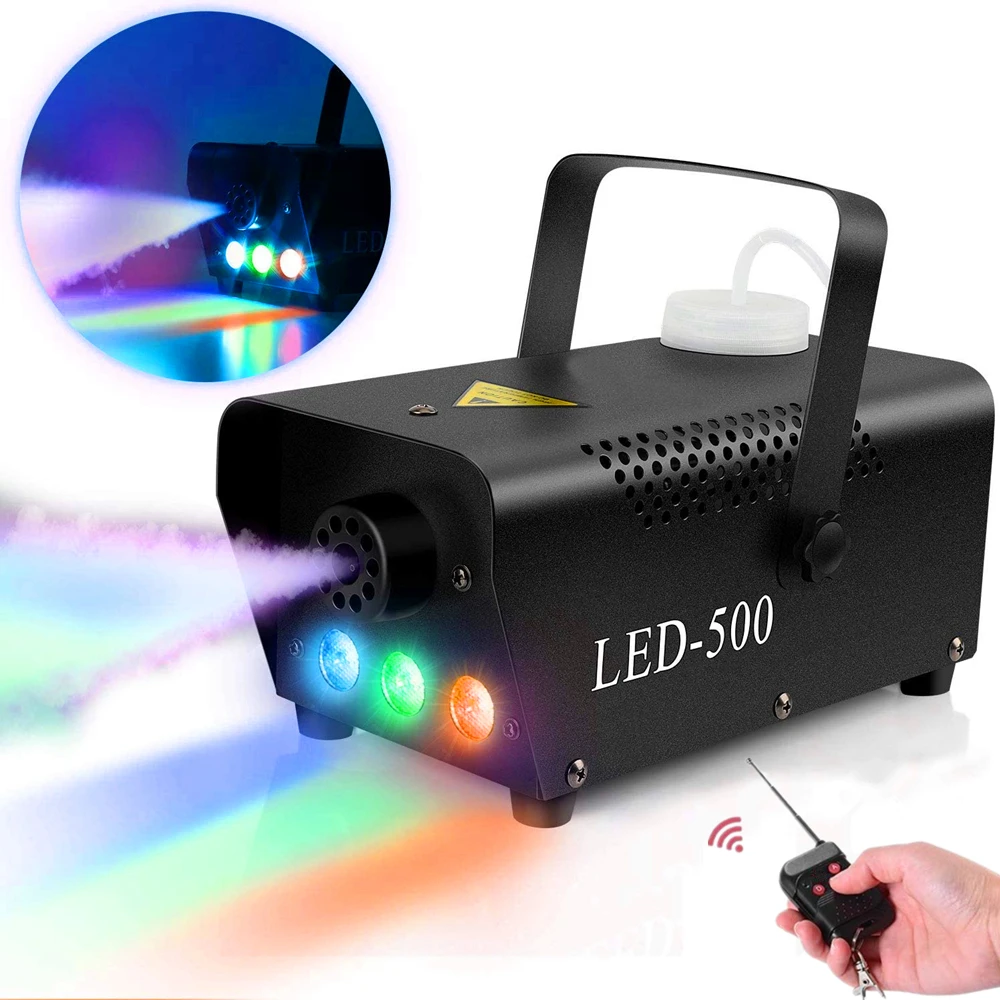 Fog Machine, 500W Portable Smoke Machine With RGB Led Lights For Parties, DJ Performance & Stage Show,Oil Pump Atomizing Sprayer