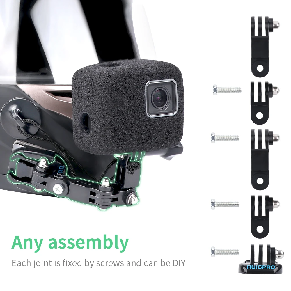 Custodia antivento casco moto mento anteriore adattatore fibbia a montaggio fisso per GoPro Hero11 10/9/8/7/6/5 nero per accessorio Go Pro