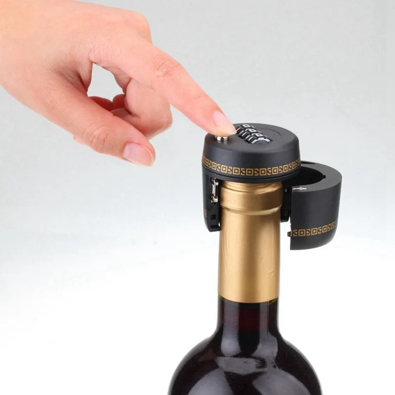 Plastic Bottle Password Lock red Wine Stopper Vacuum Plug Device Preservation KTV bar Accessories Furniture Hardware