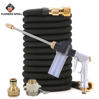 Water Gun Hose 16Ft-100Ft Telescopic Hose Magic Flexible EU Garden Qatering Hose High Pressure Car Wash Hose Spray Gun Spray