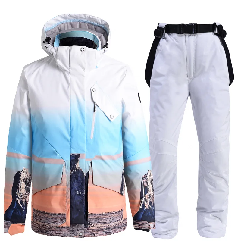 New Fashion Men Women Ski Suits Couples Skiing Jacket Pants Set Winter Windproof Waterproof Snowboarding Suit Mens Snow Overalls