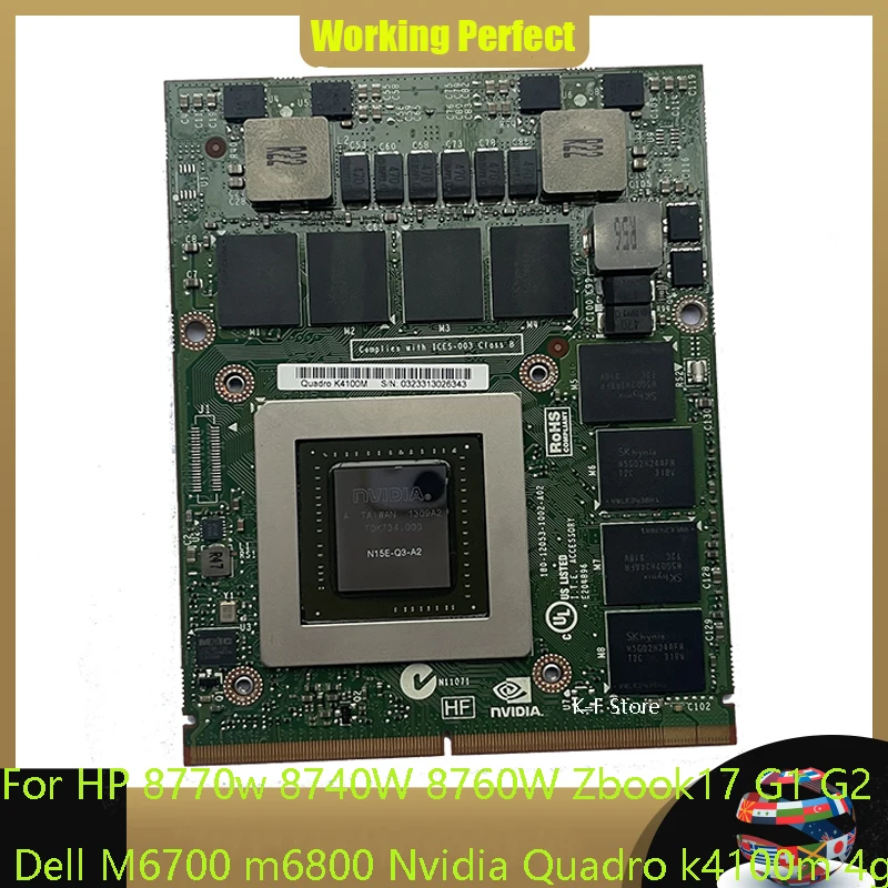 

New K4100M K4100 DDR5 4GB Video Graphics Card N15E-Q3-A2 For Dell M6700 M6800 HP 8770W ZBook15 G1 G2