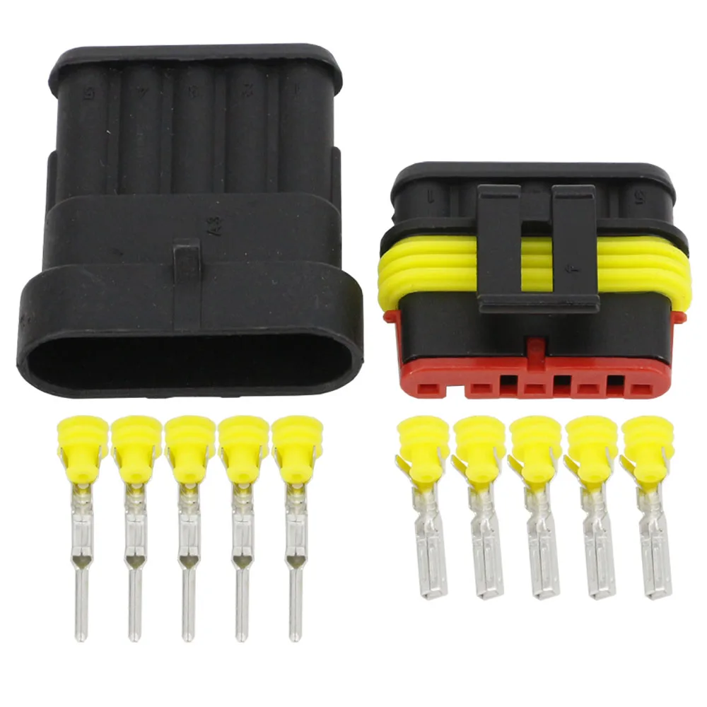 5 Sets 5 Pin 1.5 Connector, DJ7051-1.5-11/21 Waterproof Electrical Wire Plug Male and Female 20-16AWG Automobile Connector