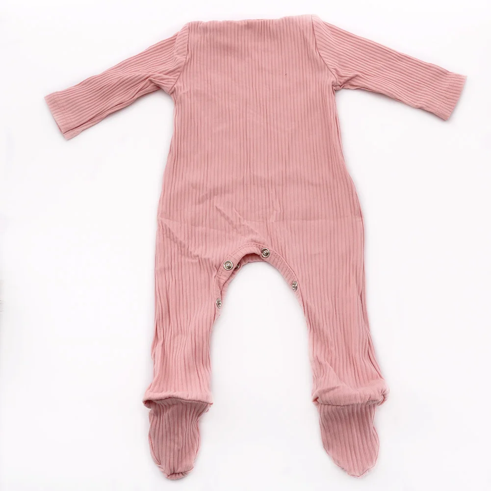 Casual baby Cotton Striped footies with Real Fur pompom hat sets 0-12 M Girls Boys Clothes Bodysuits Soft Long Sleeves Rompers