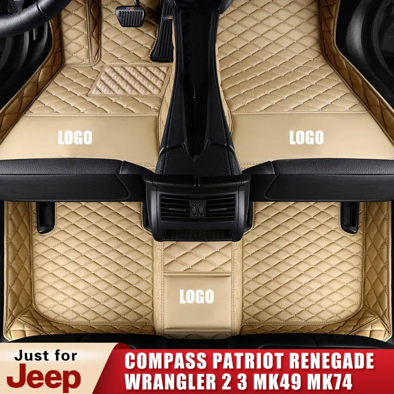 Custom Auto foot Carpets Car Floor Mats for Jeep Compass Patriot Renegade Closed Off-Road Vehicle Wrangler 2 3 MK49 MK74 MK SUV