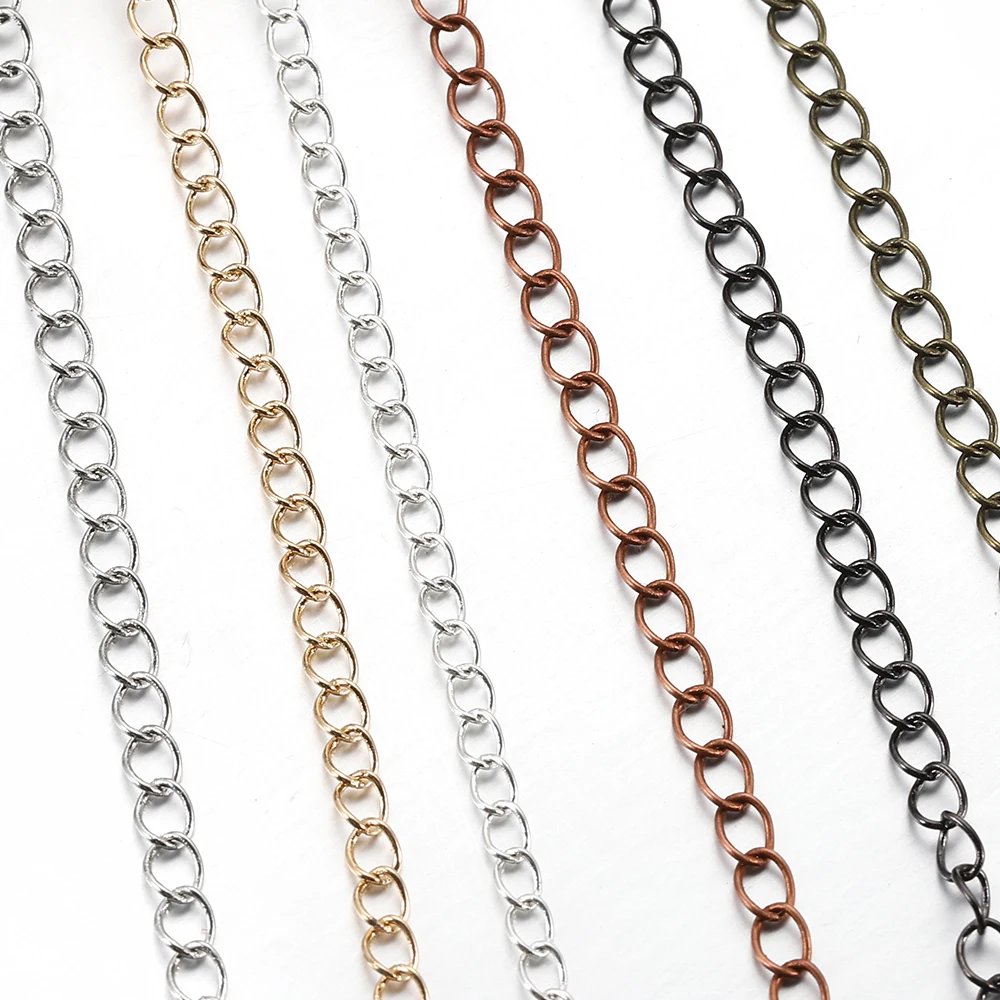 5m/lot 2.7 3.1 3.8 4.1 mm Open Link Chain Extended Extension Necklace Chains Tail Extender Chain For DIY Jewelry Making Supplies