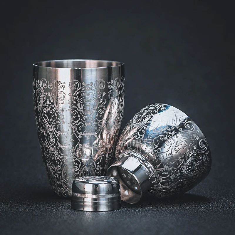 450ml Carven Engraving Vintage Bar Shaker Stainless Steel Cocktail Boston Bar Shaker Bar Tool