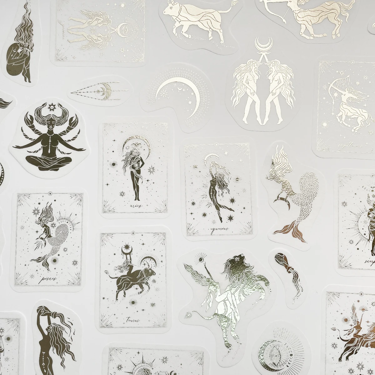 40 Pcs Bronzing Journal Sticker Creative Constellation Style Decorative Stationery Student Daily Collage Material Sticker Kawaii