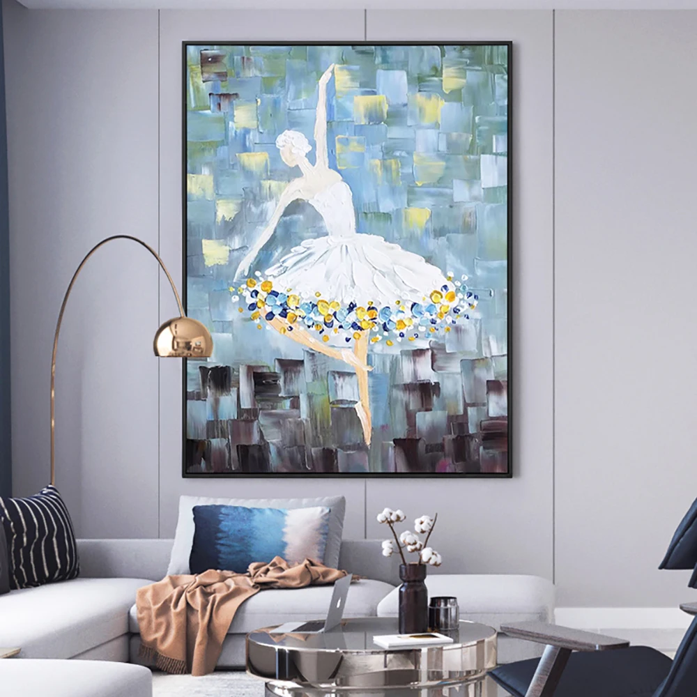 

3d Abstract Handmade Oil Painting On Canvas Ballet Girl Mural Living Room Porch Home Wall Art Interior Decoration Painting Hot