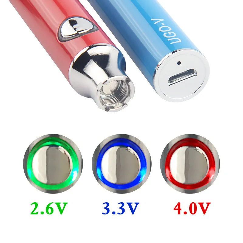 5Pcs 510 Thread Preheat Adjustable Voltage EVOD Passthrough Preheating UGO V  Vape Battery for CBD Oil Cartridges