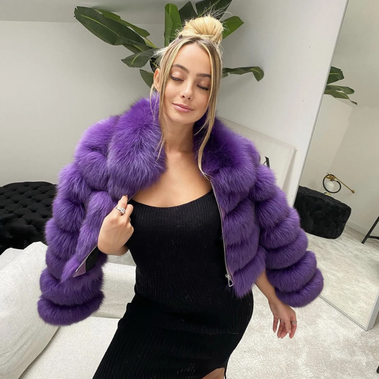 Casual White Black Fluffy Fall Winter Faux Fur Coat Women Jacket Long Sleeve Cropped Puffer Fur Jacket for Women Outwear