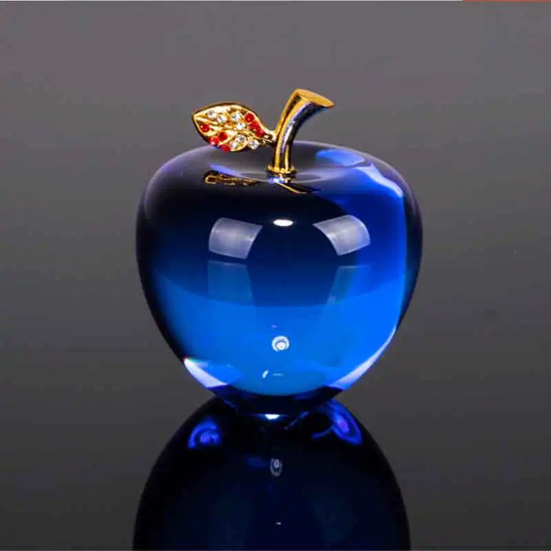 80mm Crystal Christmas Eve Apple Glass Crystal Craft Apple Santa Present Romantic Creative Birthday Gift Home Decor Ornament