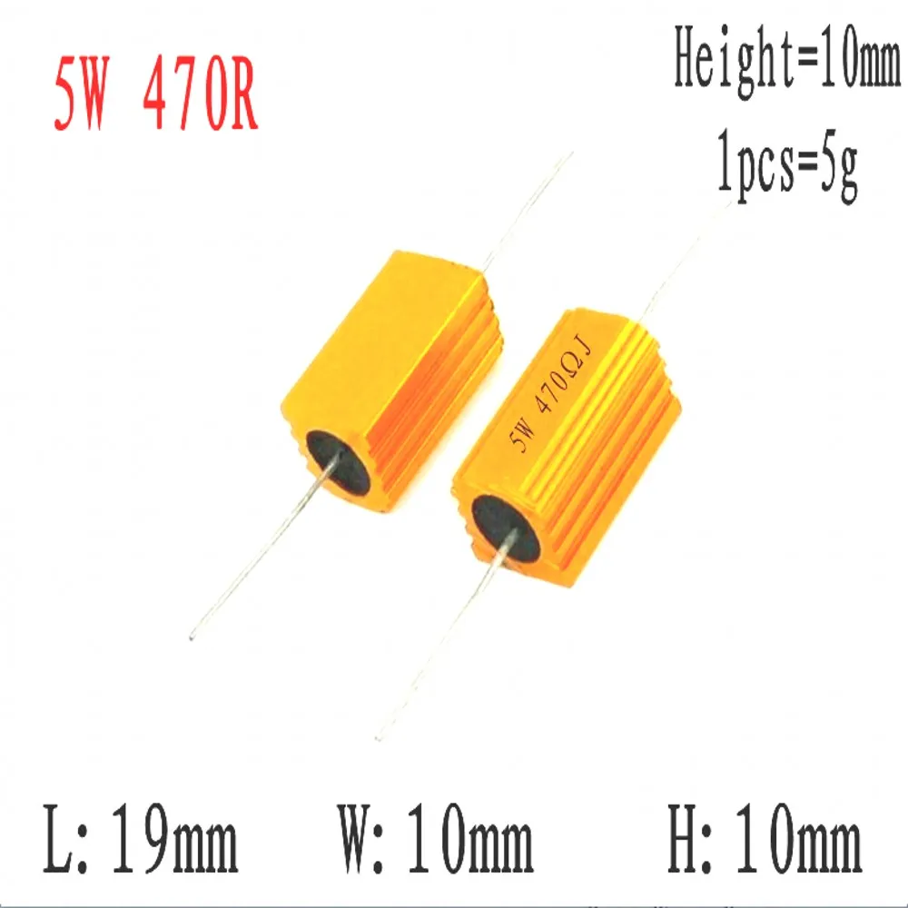 Resistencia bobinada de carcasa metálica de aluminio RX24, 10 piezas, 5W, 0,1 ~ 33K, 0,33, 0,5, 1, 2, 5, 6, 8, 10, 20, 50, 100, 120, 200, 300, 1K, 5K, 10K