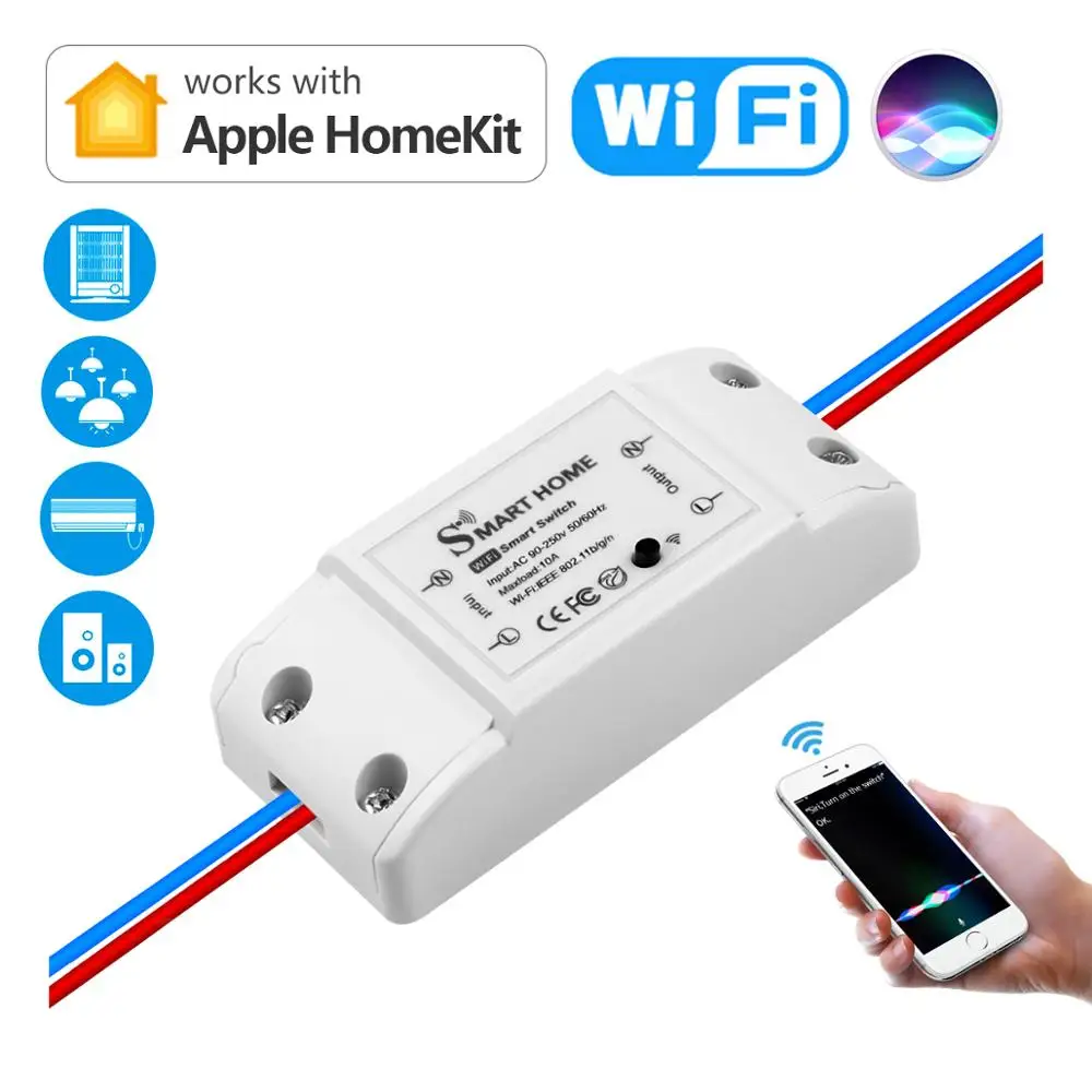 

Homekit WIFI Smart Relay Switch App Breaker Work with Apple Home Siri Voice For Smart Home Wireless Remote Control light Switch