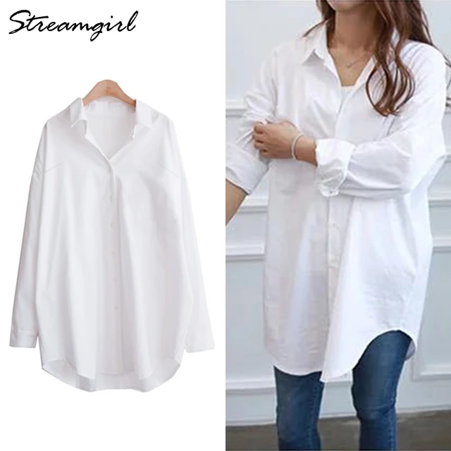 Women s Oversize Shirt Tunics White Shirts For School Women Women s Elegant Blouse 2022 White Shirt Oversize Women Blouses Tunic
