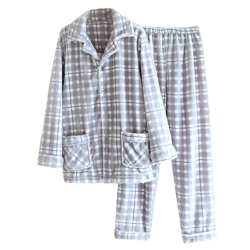 Winter Thick Flannel Men Pajamas Sets Thermal Home Clothing Warm Tops + Bottoms Male Homewear Pants Plus Size Velvet Sleepwear