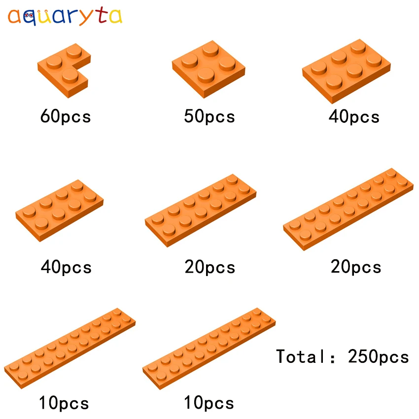 

Aquaryta Building Block Part Orange 250pcs/bag Plate Compatible 2420 3022 3021 3020 3795 3034 3832 2445 MOC DIY Toy for Children